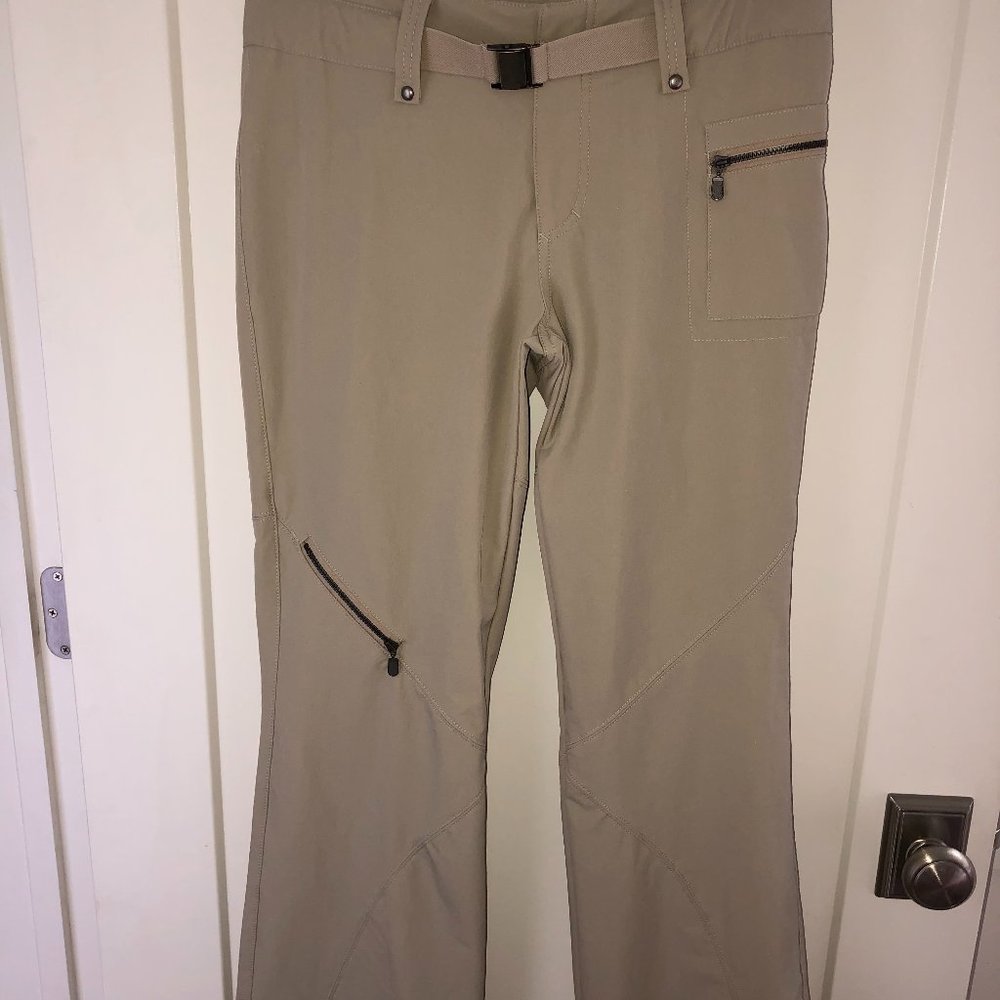 Athleta belted Nylon/spandex bootcut pants 6 NWOT